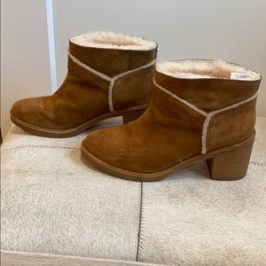 UGG suede high-heeled boots with shearling inside